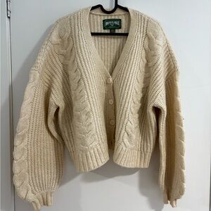 American Eagle Outfitters Cream Cable Knit Cardigan